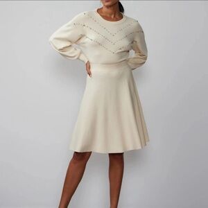 NY & Company NWT Cream studded long sleeve sweater dress Medium